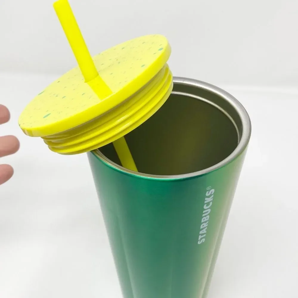 STARBUCKS LIME SPECKLE STAINLESS STEEL COLD CUP VENTI‎ NWT